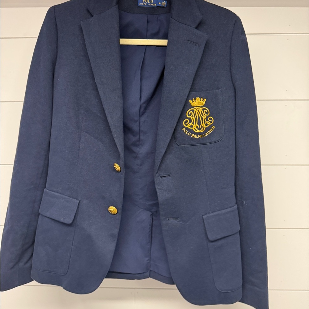 Ralph Lauren Blue and Gold Blazer Classic Tailoring